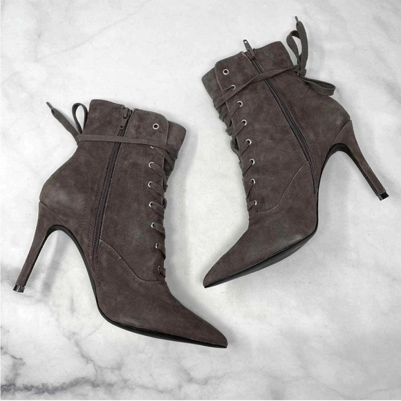 Steve Madden Jinx taupe suede  Brown Lace-Up Ankle Boots sz 7 nwob - Picture 3 of 6